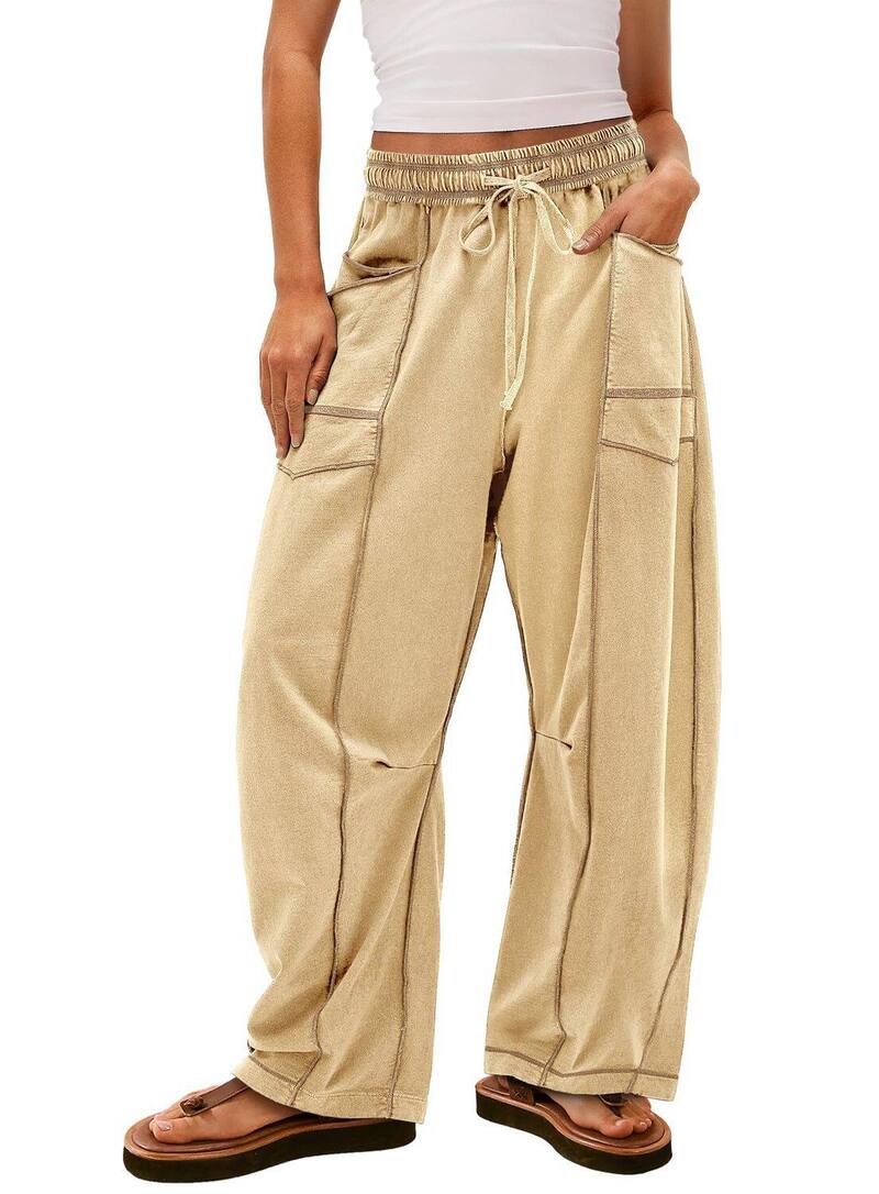 エリートチョイス レディース ボトムス 心地よいズボン下 ワイドレッグ スウェットパンツ Elitechoice Women\u0027s Wide Leg Sweatpants Casualounge Pants with Side Pockets Khaki カーキ