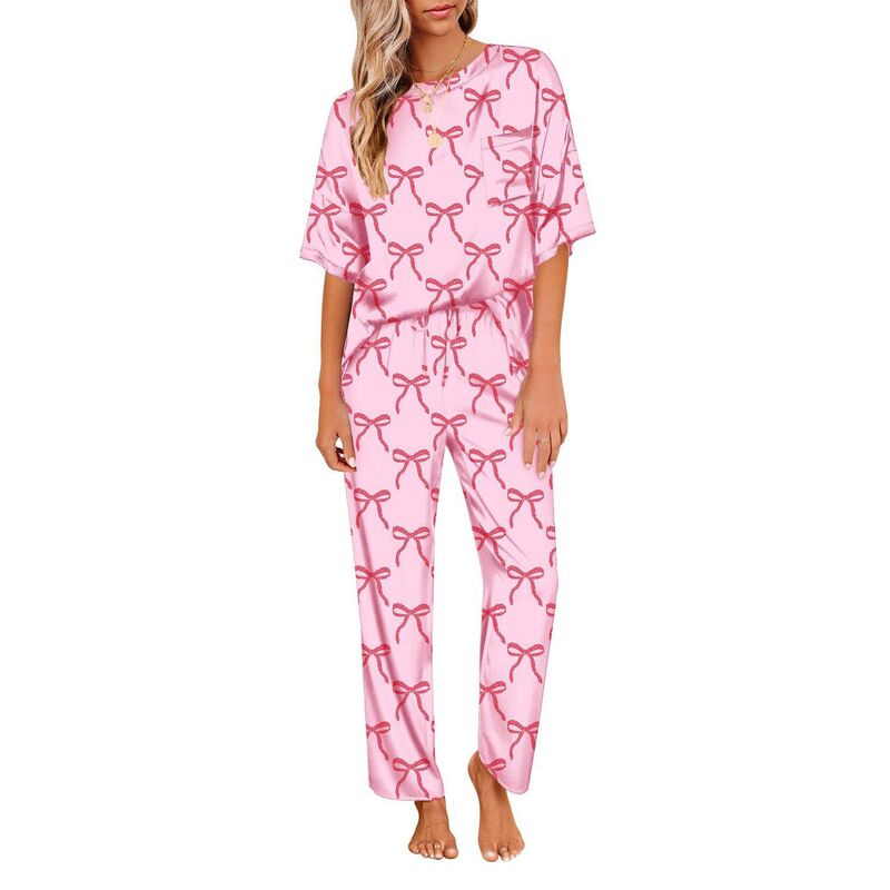 エコアー レディース アンダー御召しもの ナイト爵御召しもの Ekouaer Womens Pajamasetwo Piece Pj Setsleepwear Loungewear Short Sleeve Pj Sets Bow