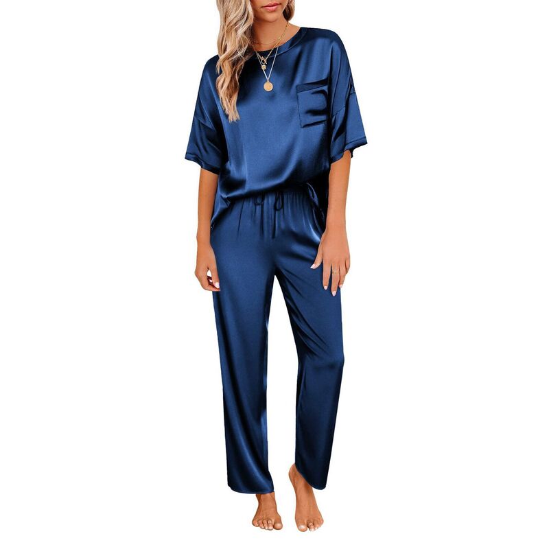 エコアー レディース アンダー御召しもの ナイト爵御召しもの Ekouaer Womens Pajamasetwo Piece Pj Setsleepwear Loungewear Short Sleeve Pj Sets Navy Blue 米国海軍