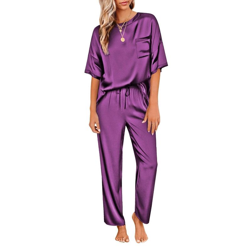 エコアー レディース アンダー御召しもの ナイト爵御召しもの Ekouaer Womens Pajamasetwo Piece Pj Setsleepwear Loungewear Short Sleeve Pj Sets Purple パープル