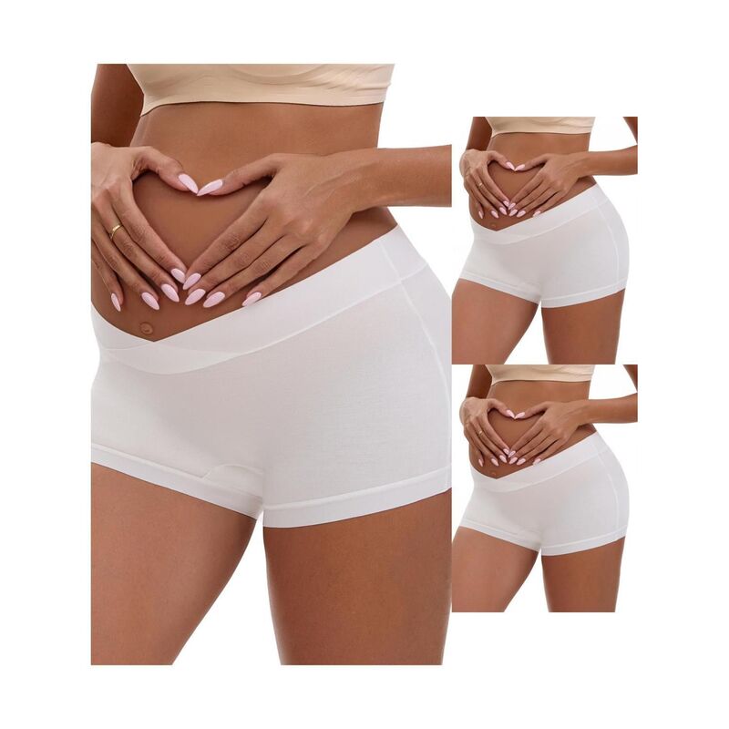 インスパイア 今めかしい レディース アンダーお召しもの ズボン下 マタニティ INSPIRE CHIC 3 Packs Women\u0027s Lowaist Under the Bump Maternity BoyShorts Pregnancy Seamless Ladies Panties White 白いこと