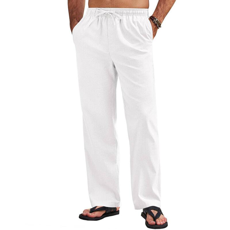 クーファンディ レディース ボトムス カジュアルパンツ リネン COOFANDY Men's Linen Pants Casualoose Fit Beach Yoga Pants Lightweight Drawstring Linen Trousers White ホワイト|ReVida 店