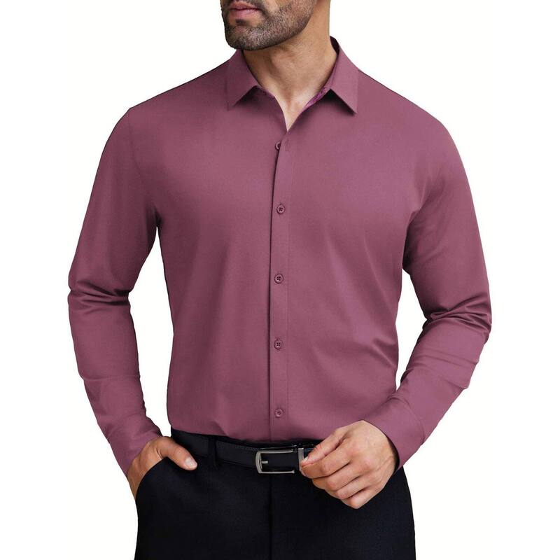 クーファンディ レディース トップス Tシャツ COOFANDY Muscle Fit Dresshirt for Men Long Sleeve Wrinkle Free Business Casual Shirt Purple パープル｜ReVida 店