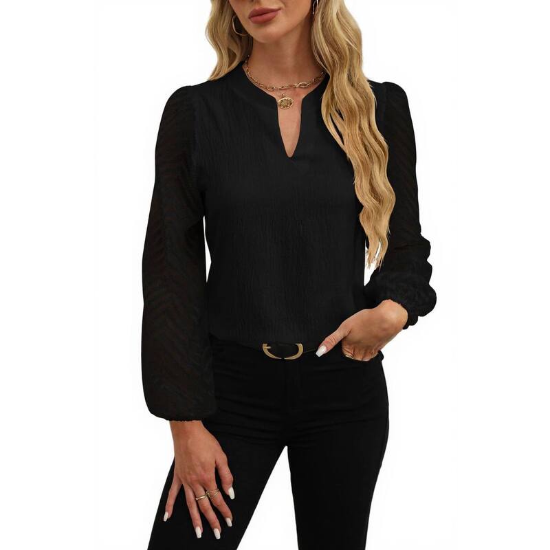セオリア レディース トップス シャツ シアー Seoria Women Dressy Casual Top Elegant Sheer Long Sleeve Shirt Black ブラック|ReVida 店