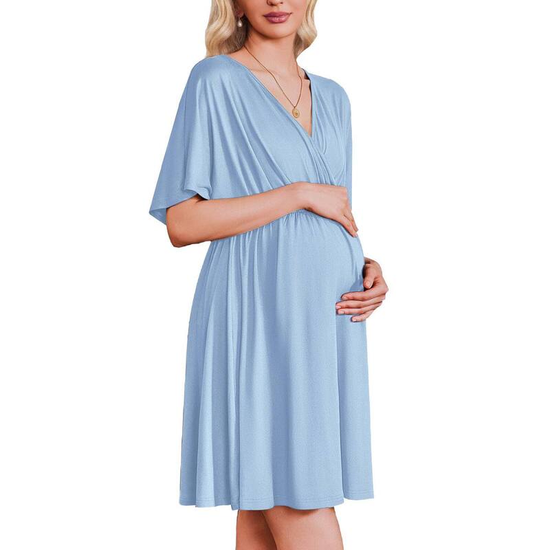 エコアー レディース アンダー御召しもの ナイト爵御召しもの マタニティ Ekouaer Labor andelivery Gown for Hospital Maternity Nursing Dress Nightgown Pajamas Powder