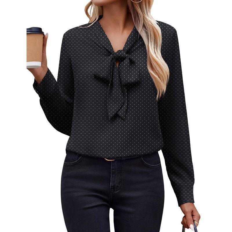 ジーグー レディース トップス プルオーバー シフォン トップ Zeagoo White Blouse for Women Long Sleeve Work Casual Chiffon Tops Bow Tie Ladies Businesshirts Purple Black 黒いこと