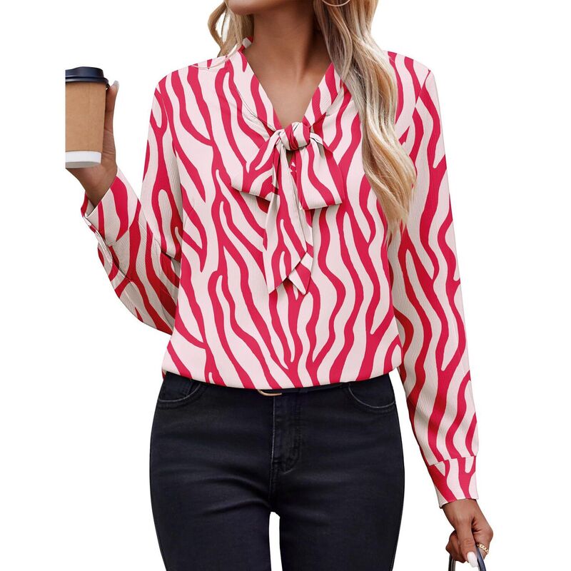 ジーグー レディース トップス プルオーバー シフォン トップ Zeagoo White Blouse for Women Long Sleeve Work Casual Chiffon Tops Bow Tie Ladies Businesshirts Red 赤いこと