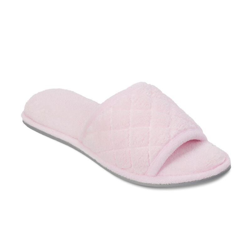 ディアフォームズ レディース シューズ サンダル キルティング パイル Dearfoams Microfiber Terry Quilted Women'slide Slippers Fresh Pink ピンク