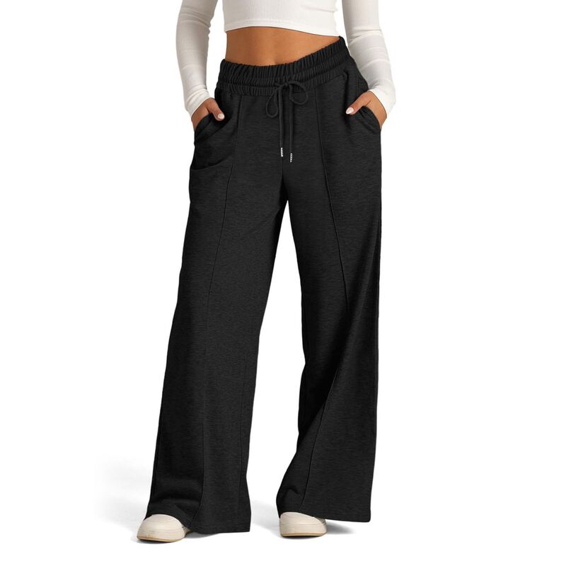 ファンジュライ レディース ボトムス 心地よいズボン下 ワイドレッグ スウェットパンツ FUNJULY Women\u0027s Casualoose Wide Leg Sweatpants Travel Hiking Pants Black 黒いこと