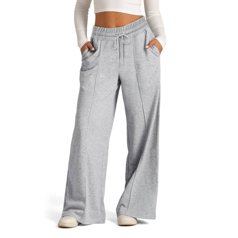 ファンジュライ レディース ボトムス カジュアルパンツ ワイドレッグ スウェットパンツ FUNJULY Women's Casualoose Wide Leg Sweatpants Travel Hiking Pants Light Gray グレー|ReVida 店