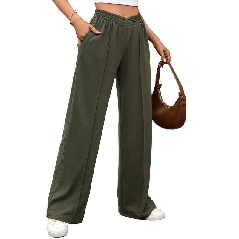 クリアラブ レディース ボトムス 心地よいズボン下 ワイドレッグ スウェットパンツ ジョガーパンツ Clearlove Womens Wide Leg Sweatpants Casualoose Solid Color Comfy Lounge Joggers with Pockets Army Green 緑であること