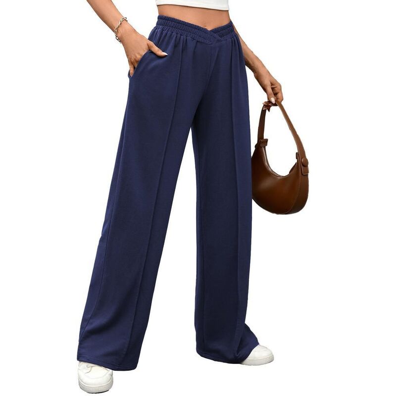 クリアラブ レディース ボトムス 心地よいズボン下 ワイドレッグ スウェットパンツ ジョガーパンツ Clearlove Womens Wide Leg Sweatpants Casualoose Solid Color Comfy Lounge Joggers with Pockets Navy 米国海軍