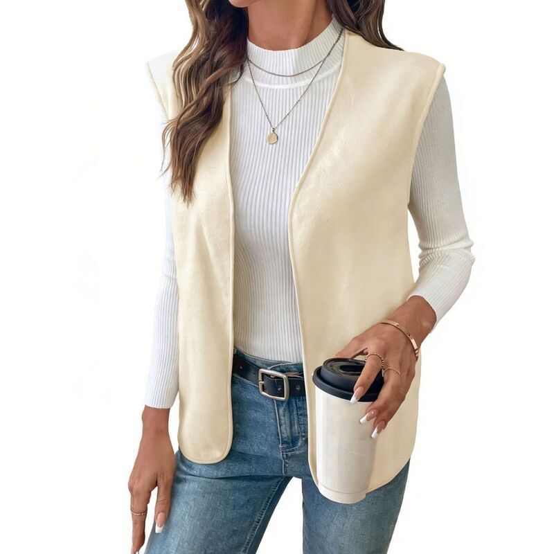 救い主流行り物 レディース アウター 上衣・上衣 Vのど首 より良い ノースリーブ Yesfashion Women\u0027soft Sleeveless Vest Sleeveless Open Front V-Neck Casual Office Layering Top Apricot 杏