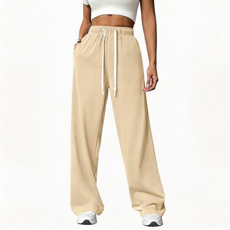 クリアラブ レディース ボトムス 心地よいズボン下 ワイドレッグ スウェットパンツ Clearlove Women\u0027s Baggy Wide Leg Sweatpants Casualounge Pajama Pants for Women Beige ベージュ