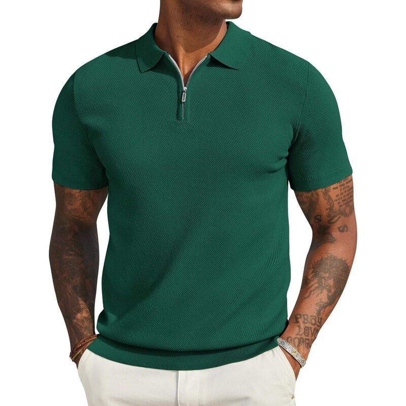 クーファンディ レディース トップス プルオーバー スポーツシャツ 編み物 COOFANDY Mens Knit Polo Shirtshort Sleeve Lightweight Casual Golf Shirts Collared T Shirt Green 緑であること