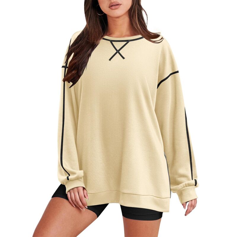 ジーグー レディース トップス プルオーバー 労働者の一団のど首 汗水 Zeagoo Women\u0027s Oversized Crewneck Long Sleeve Tunic Sweatshirts Casualoose Fit Fall Pullover Tops Apricot 杏