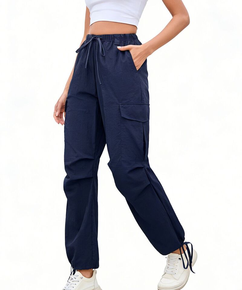 クリアラブ レディース ボトムス 心地よいズボン下 カーゴパンツ Clearlove Women\u0027s Drawstring Cargo Pants Casual Utility Pocketrousers Navy 米国海軍