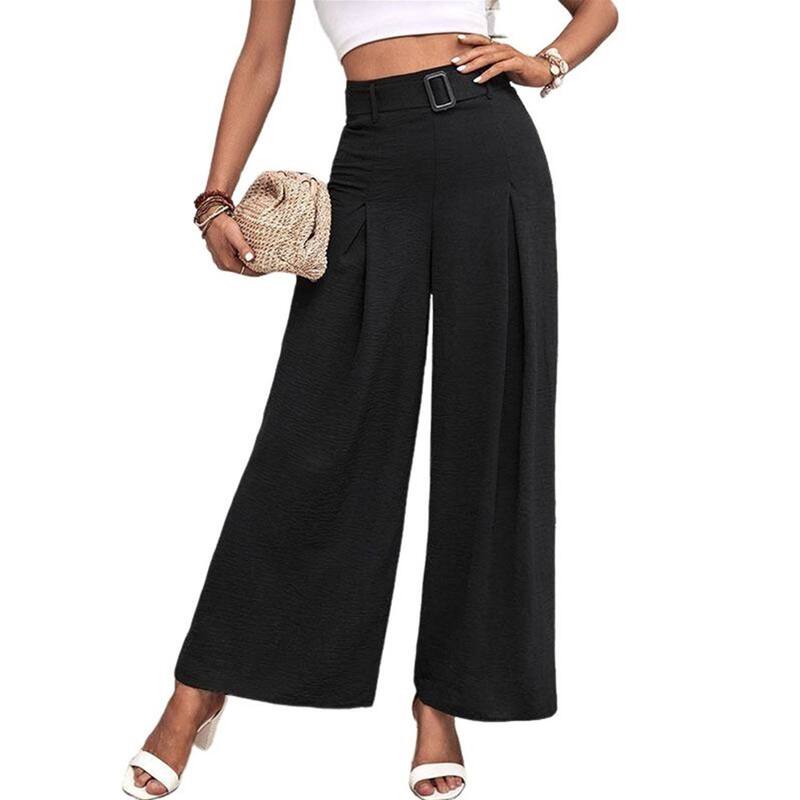 エリート肝ったま レディース ボトムス 心地よいズボン下 ワイドレッグ 筋目 EliteSpirit Women\u0027s High Waisted Pleated Wide Leg Trousers - Flowy Dress Pants for Work Business Casual Black 黒いこと