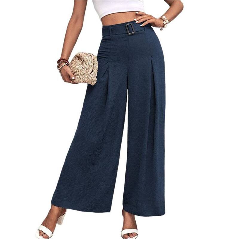 エリート肝ったま レディース ボトムス 心地よいズボン下 ワイドレッグ 筋目 EliteSpirit Women\u0027s High Waisted Pleated Wide Leg Trousers - Flowy Dress Pants for Work Business Casual Blue 青色
