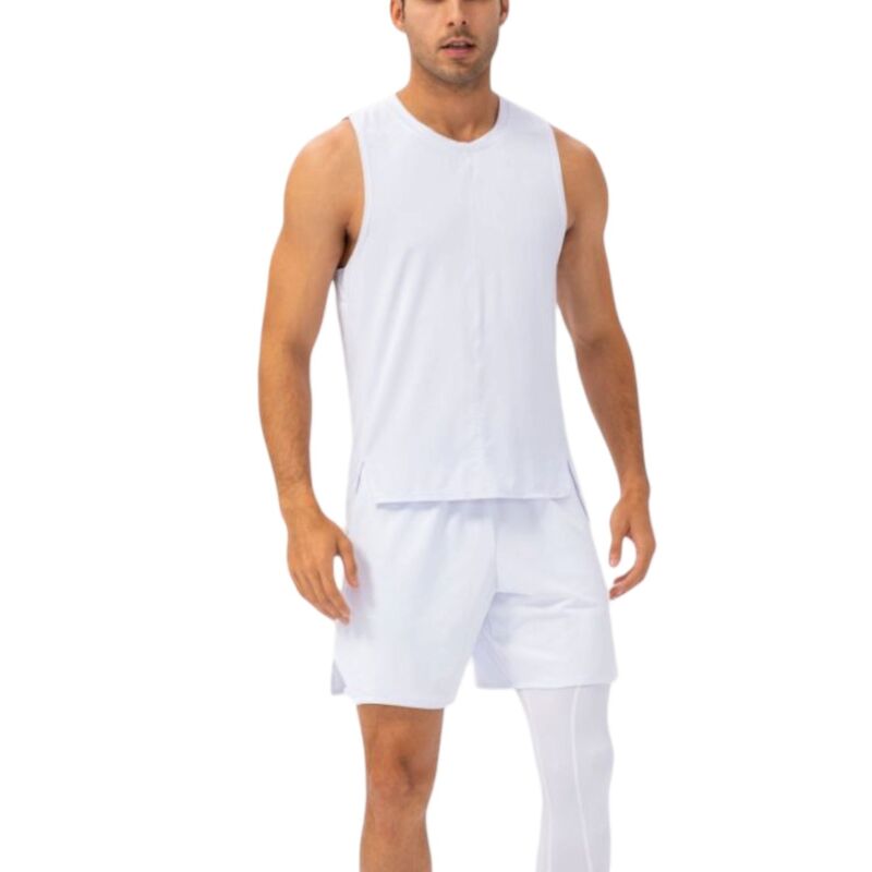 アンナカシ レディース トップス Tシャツ ノースリーブ Anna-Kaci Men'sleeveless Performance Tank Top with Side Slits and Breathable Quick-Dry Fabric White ホワイト｜ReVida 店