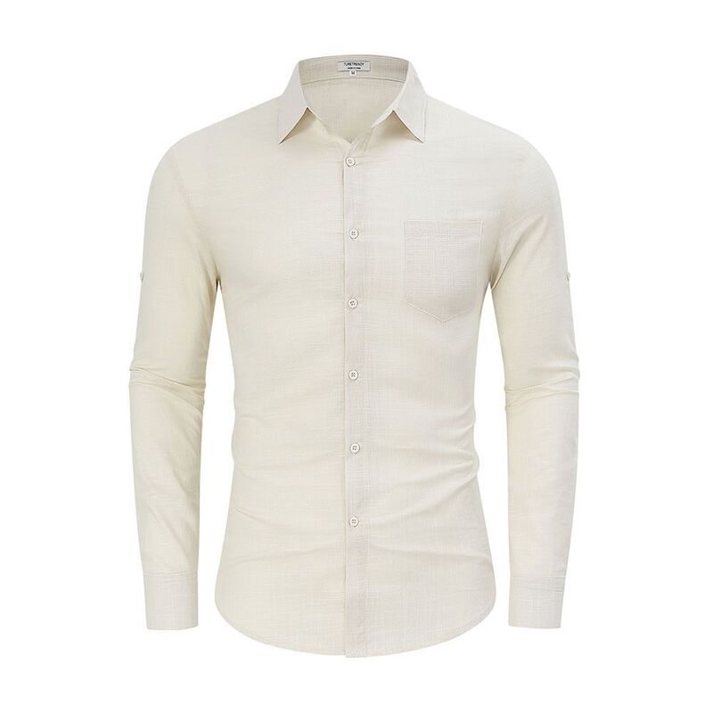 クリアフラワー レディース トップス Tシャツ ボタンダウン ClearFlower Men's Casualong Sleeve Shirt Button Down Lightweight Shirtop Beige ベージュ｜ReVida 店