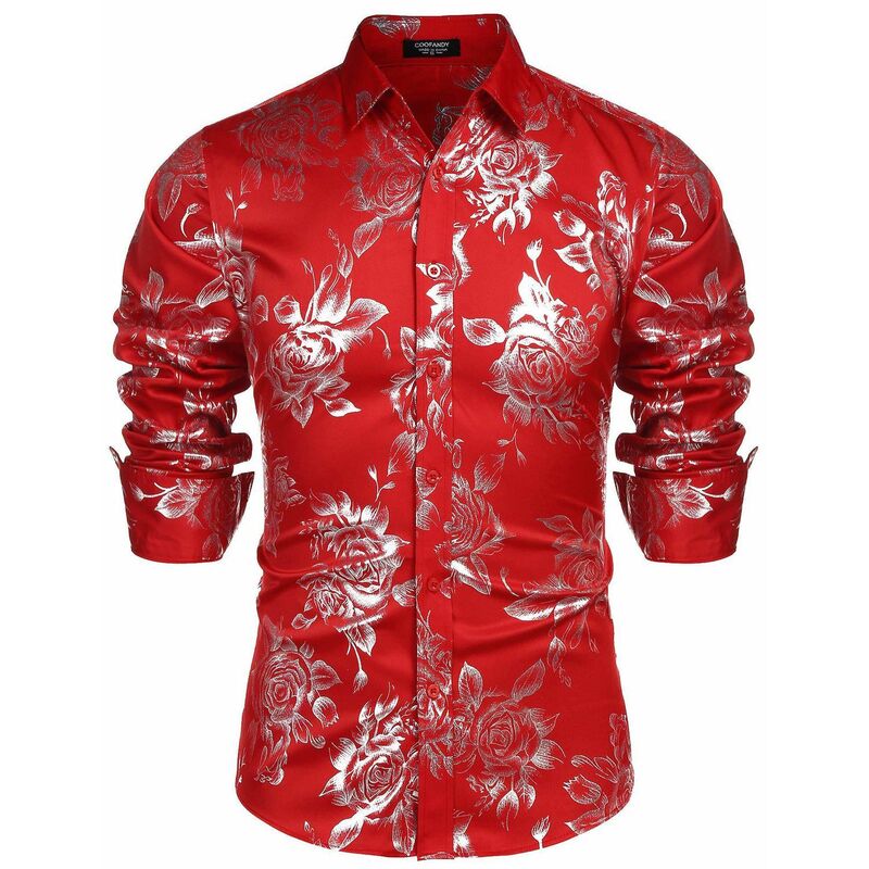 クーファンディ レディース トップス Tシャツ ボタンダウン COOFANDY Men's Button Down Shirt Paisley Jacquard Luxury Dresshirt Wine Red レッド｜ReVida 店