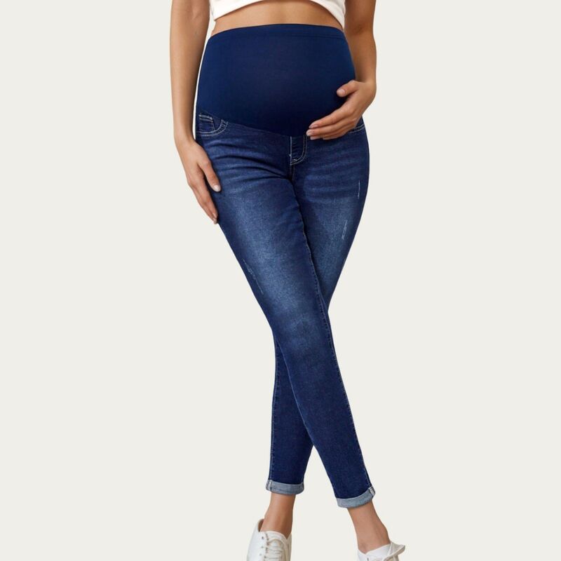 アンナカシ レディース ボトムス ジーンズズボン下 マタニティ デニム Anna-Kaci Women\u0027soft Stretch Maternity Jeans with Full Belly Panel and Smooth Skinny Silhouette Navy 米国海軍
