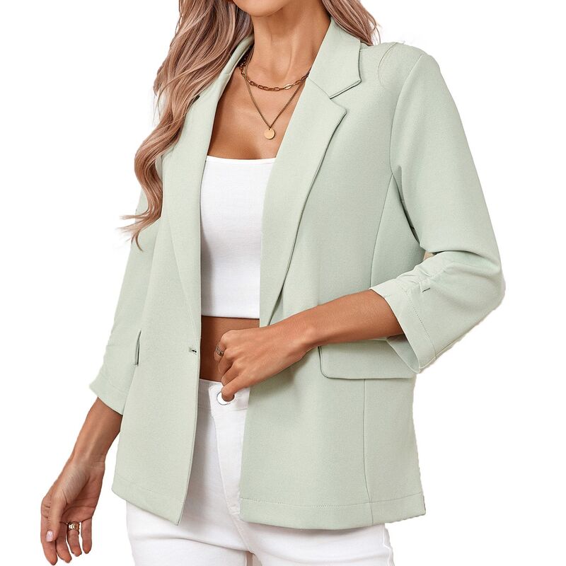 せつ然たる御花 レディース アウター 上衣・上衣 スポーツジャケット ClearFlower Women\u0027s 3/4 Sleeve Blazer Casual Open Front Work Office Blazer Jacket Light Green 緑であること