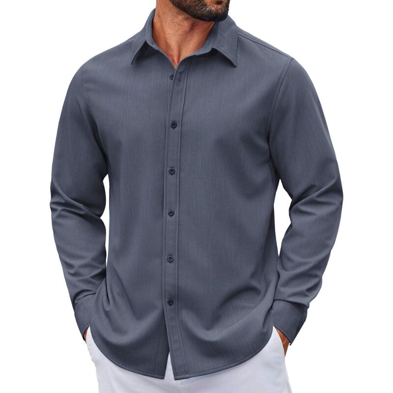 クーファンディ レディース トップス Tシャツ ボタンダウン COOFANDY Men' Business Casual Shirts Long Sleeve Button Down Shirts for Menavy Blue ネイビー｜ReVida 店