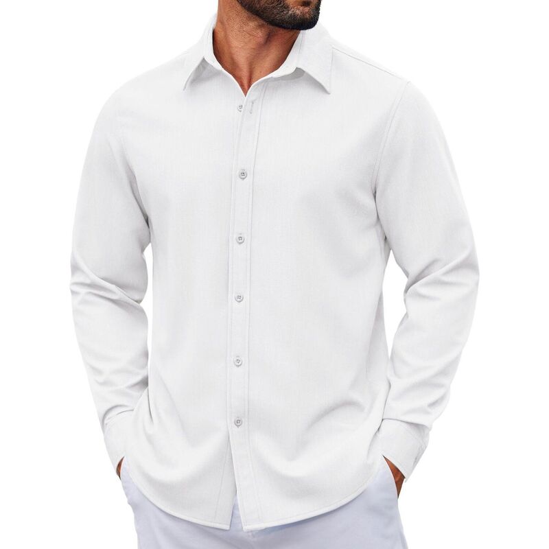 クーファンディ レディース トップス Tシャツ ボタンダウン COOFANDY Men' Business Casual Shirts Long Sleeve Button Down Shirts for Men White ホワイト｜ReVida 店