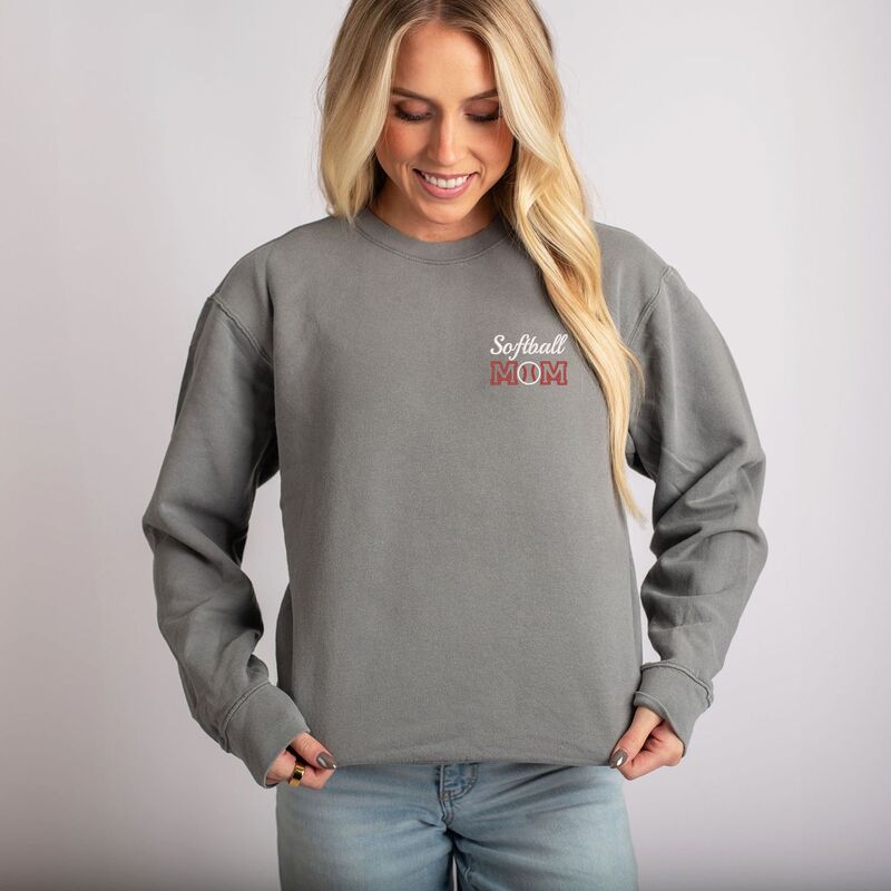 Simply Sage Market レディース トップス Tシャツ スウェット 刺繍 Simply Sage Market Embroidered Softball Mom Lightweight Garment Dyed Sweatshirt Grey グレー|ReVida 店