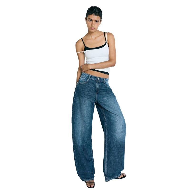 コジョイン レディース ボトムス ジーンズズボン下 ワイドレッグ ヴィンテージーンズ Kojooin Women\u0027s Wide Leg Jeans Lowaist Loose Fit Solid Y2K Vintage Streetwear Dark Blue 青色