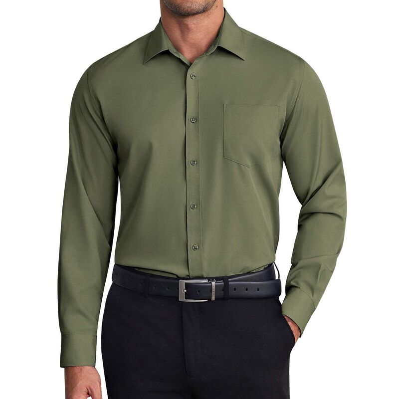 クーファンディ レディース トップス Tシャツ ボタンダウン COOFANDY Men's Dresshirts Long Sleeve Button Down Shirts Formal Businesshirt Olive Green グリーン｜ReVida 店 9,975円