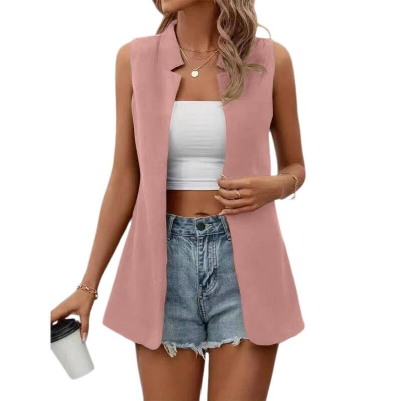 イエスファッション レディース アウター ニット・セーター ベスト ノースリーブ Yesfashion Women'sleevelessweater Vestop Knit Stretchy Lightweight Fashion Casual Office Pink ピンク｜ReVida 店