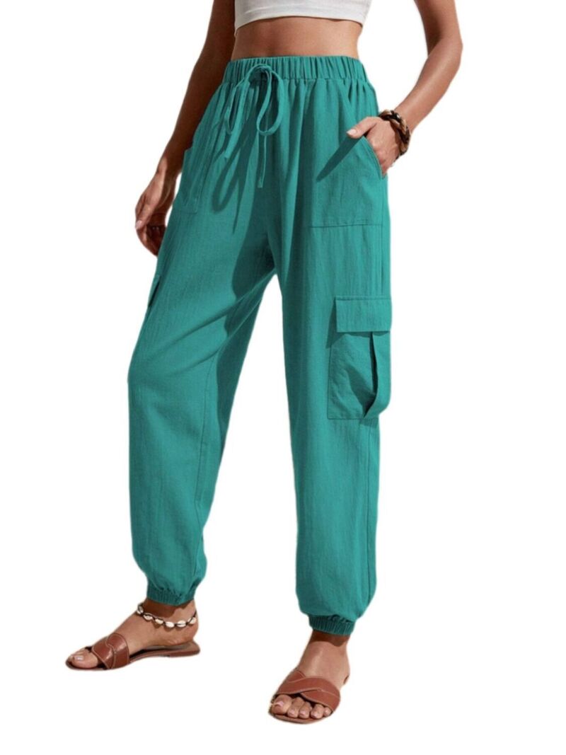 エリートチョイス レディース ボトムス 心地よいズボン下 ワイドレッグ カーゴパンツ Elitechoice Womens High Elastic Waistie Front Jogger Cargo Pants Wide Leg Casualong Trousers with Pockets Green 緑であること