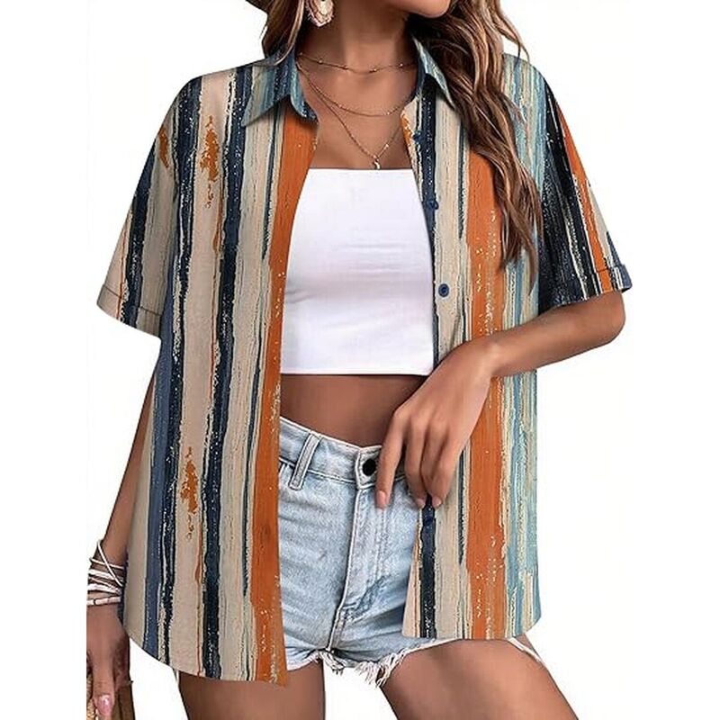 ジーグー レディース トップス プルオーバー トップ Zeagoo Women\u0027s Tropical Hawaiian Shirts Button Up Blouses Casual Summer Beach Topstripes Multicolor マルチ色合い