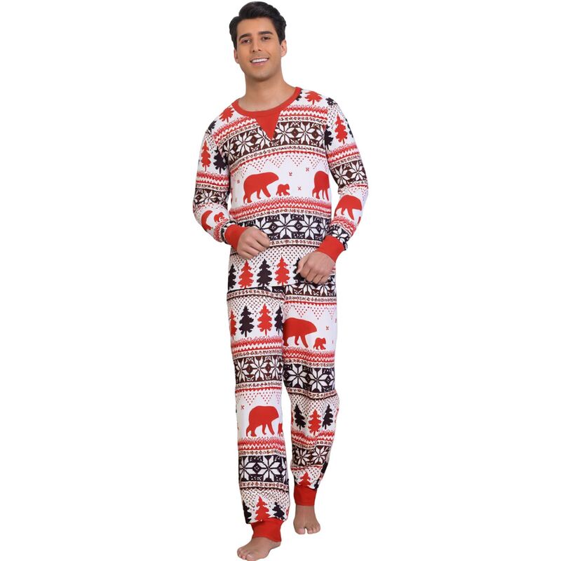 インスパイア 今めかしい レディース アンダー御召しもの ナイト爵御召しもの INSPIRE CHIC Men\u0027s Christmas Family Matching 2 Piece Pajama Set Xmas Party Long Sleeve Set White 白いこと