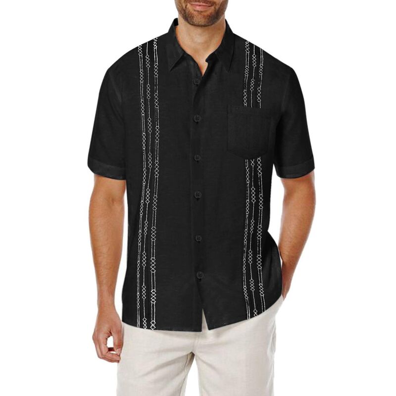 クーファンディ レディース トップス Tシャツ リネン COOFANDY Men'short Sleeve Linen Shirt Cuban Guayabera Shirtsummer Beach Tops Black ブラック｜ReVida 店