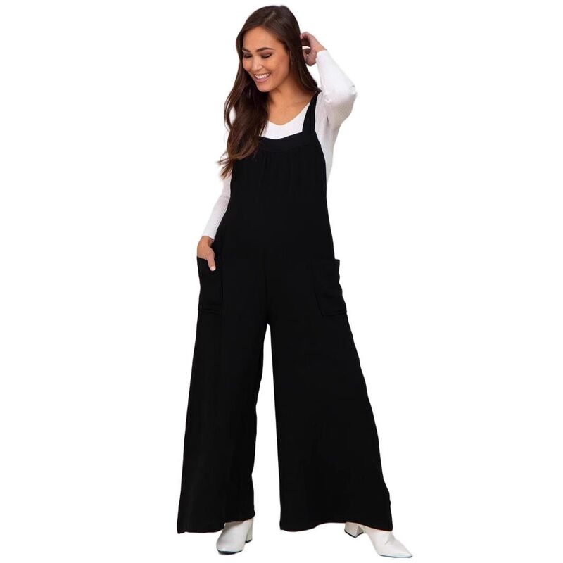 クリアラブ レディース ボトムス 心地よいズボン下 マタニティ Clearlove Women\u0027s Maternity Spring/Summer Lightweight Beige Tie-Waist Wide-Leg Pants Black 黒いこと