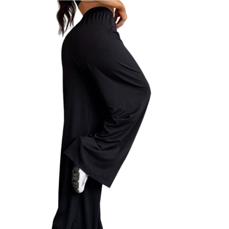 救い主流行り物 レディース ボトムス 心地よいズボン下 ワイドレッグ Yesfashion Womens Wide Leg Solid Color High Waisted Adjustable Drawstring Trousers Casual Black 黒いこと