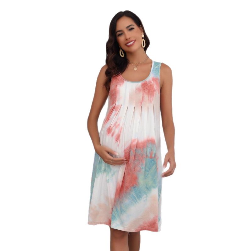 クリアラブ レディース トップス 衣装 刷り上げる MIDI ノースリーブ マタニティ Clearlove Women\u0027sleeveless Tie-Dye Print Fashion Maternity Midi Dress For Baby Shower Pregnancy Multicolor マルチ色合い