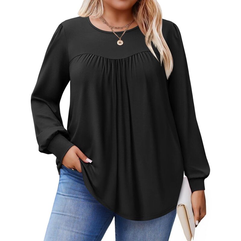 ジーグー レディース トップス プルオーバー 労働者の一団のど首 トップ Zeagoo Women\u0027s Fallong Sleeve Crew Neck Babydoll Tunic Tops Business Work Blouses Black 黒いこと