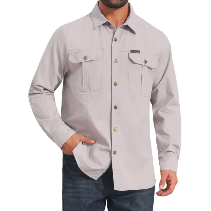 インスパイア 今めかしい レディース トップス プルオーバー 名取り草落ちこむ INSPIRE CHIC Men\u0027s Casual Workwear Long Sleeve Button Down Pockets Fishing Hiking Cargo Work Shirts Beige ベージュ
