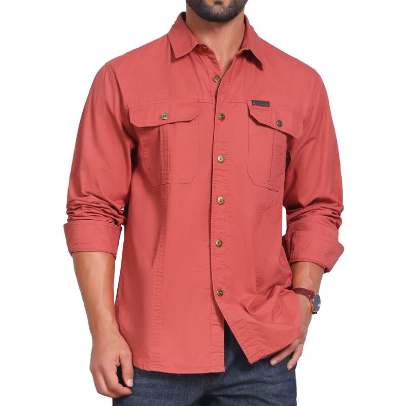インスパイア 今めかしい レディース トップス プルオーバー 名取り草落ちこむ INSPIRE CHIC Men\u0027s Casual Workwear Long Sleeve Button Down Pockets Fishing Hiking Cargo Work Shirts Red 赤いこと