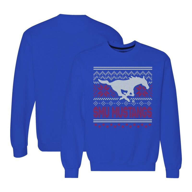 イメージワン レディース トップス Tシャツ クルーネック スウェット フリース Image One Men's Royal SMUstangs Holiday Fleece Crewneck Sweatshirt Nc2 Blue ブルー|ReVida 店