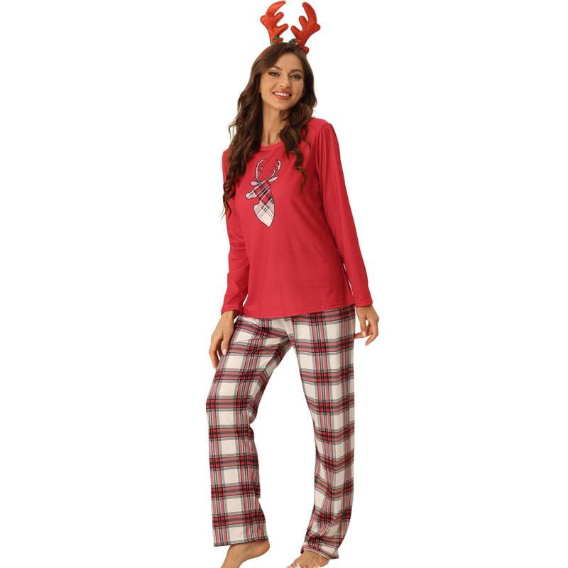 インスパイア 今めかしい レディース アンダー御召しもの ナイト爵御召しもの INSPIRE CHIC Women\u0027s Plaid Family Pajama Xmas Christmas Matching Sleepwear Set Red 赤いこと