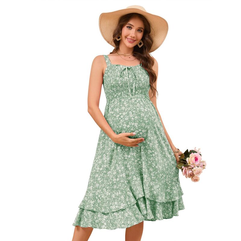 コジョイン レディース トップス ワンピース フラワー柄 ノースリーブ マタニティ フラワー Kojooin Women's Maternity Dressleeveless Floral Tank Sundress Green グリーン｜ReVida 店