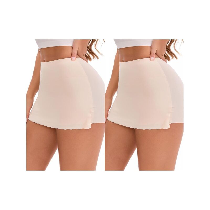 インスパイア 今めかしい レディース ボトムス 心地よいズボン下 遊撃手ズボン下 INSPIRE CHIC 2 Packs Women\u0027s Tummy Control Boyshorts Mid-Waisted Hip Lifting Lightweight Seamlesslip Shorts Beige ベージュ