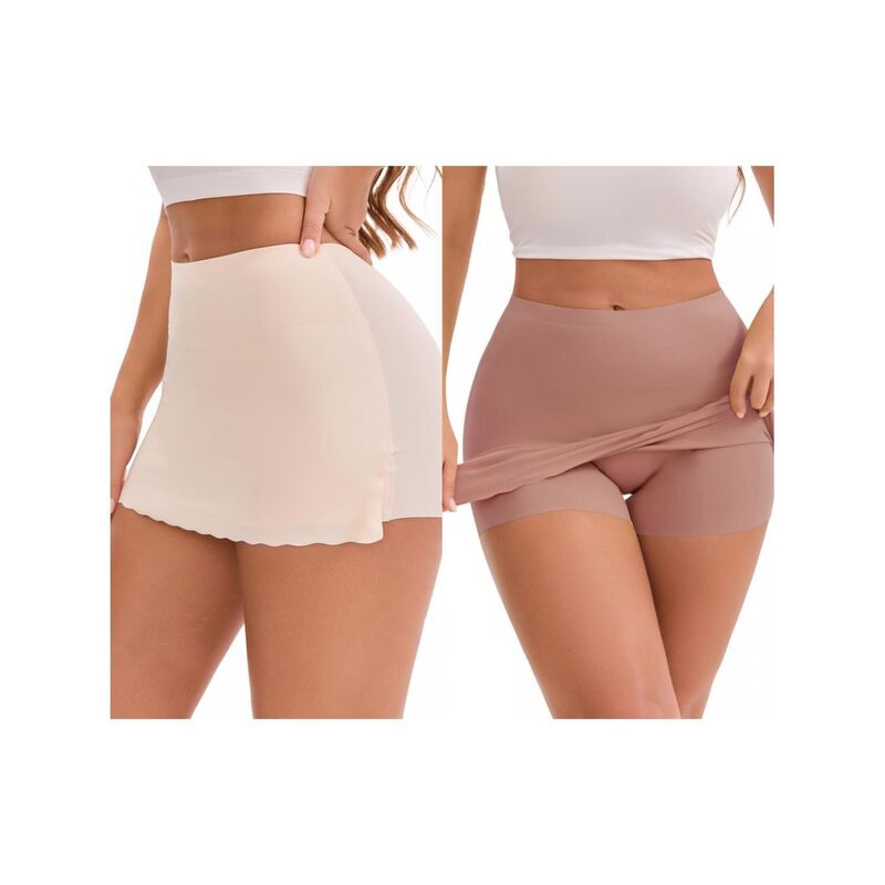 インスパイア 今めかしい レディース ボトムス 心地よいズボン下 遊撃手ズボン下 INSPIRE CHIC 2 Packs Women\u0027s Tummy Control Boyshorts Mid-Waisted Hip Lifting Lightweight Seamlesslip Shorts Beige Pink サクラ色