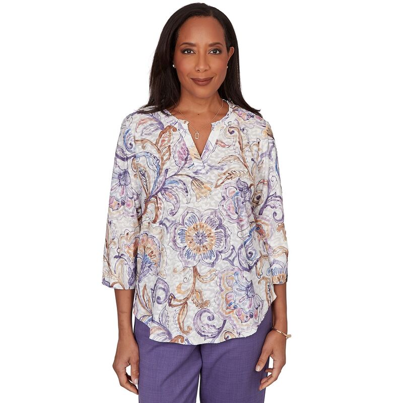 アルフレッド ダナー レディース トップス シャツ フラワー柄 フラワー Women's Alfredunner Grand Bazaar Jacobean Floral Split Neck Top Amethyst Multi マルチカラー｜ReVida 店 10,245円